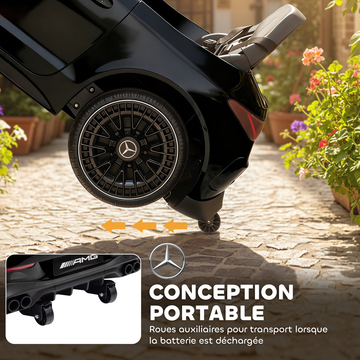 Voiture électrique à conducteur assis PP Noir noir, AIYAPLAY