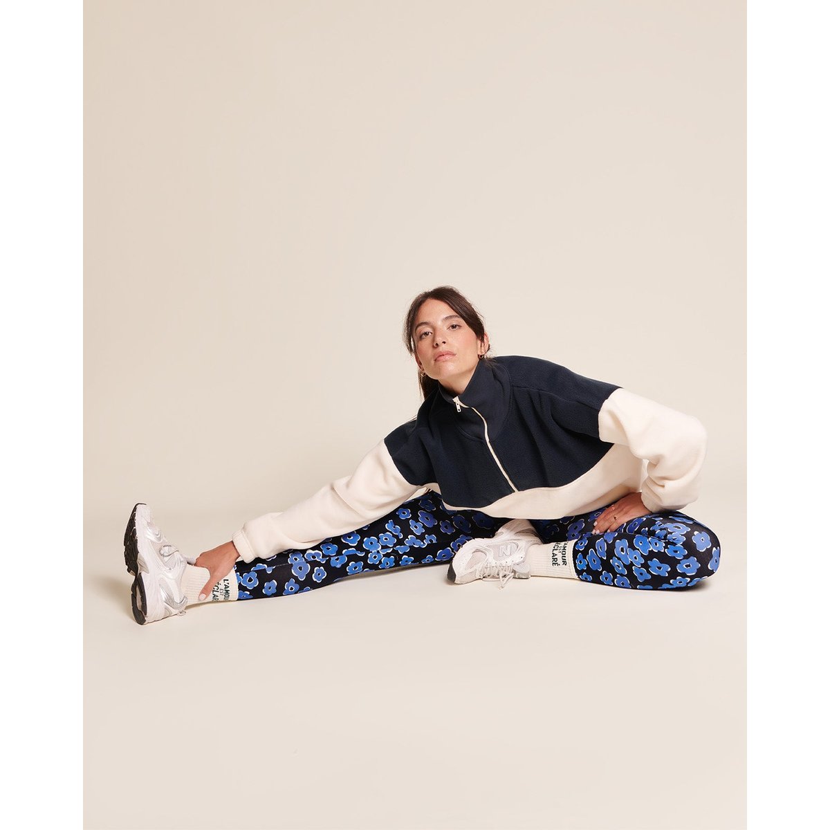 Legging en coton bio fleuri, LOULOU bleu - bleu, EMOI EMOI