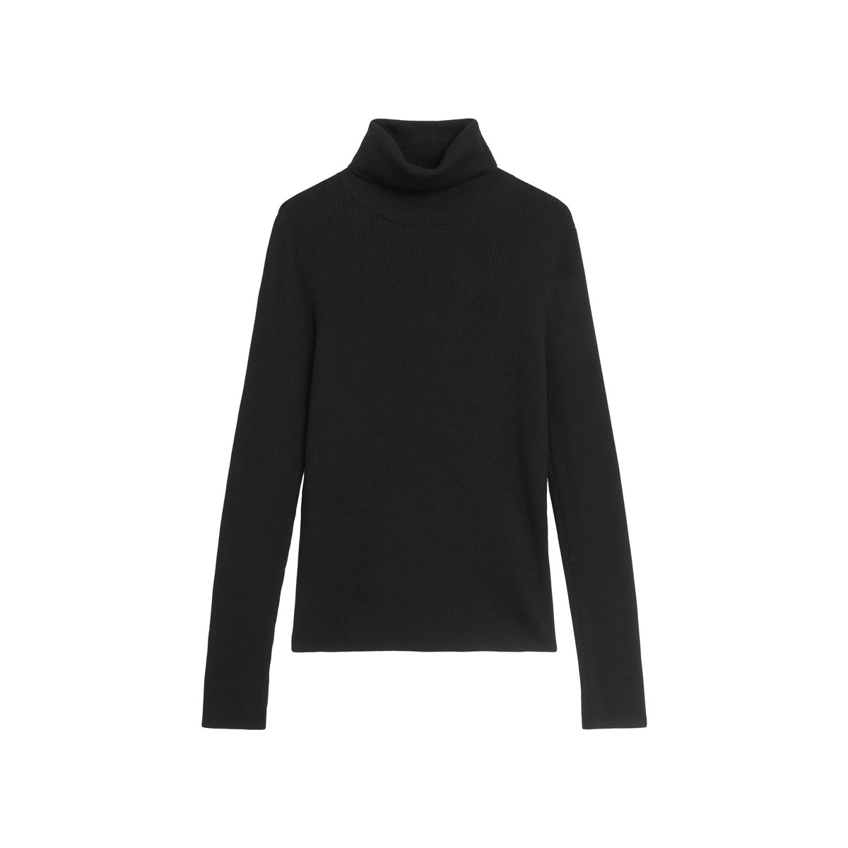 Pull à col roulé slim en coton organique noir, MARC O'POLO