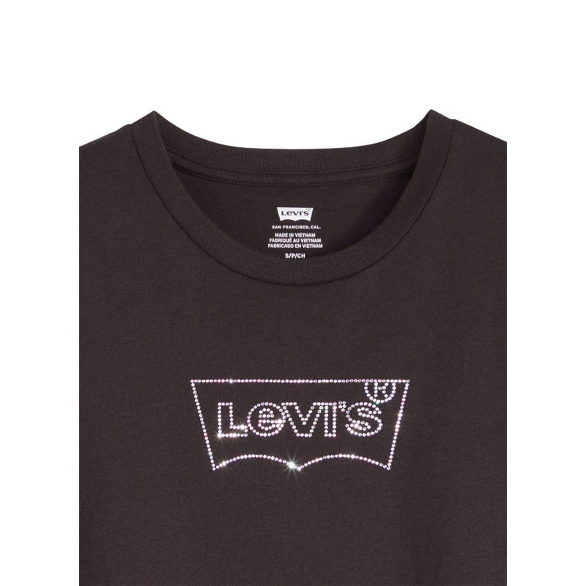 T-shirt en coton noir à coupe ajustée pourvu de manches courtes noir, LEVI'S