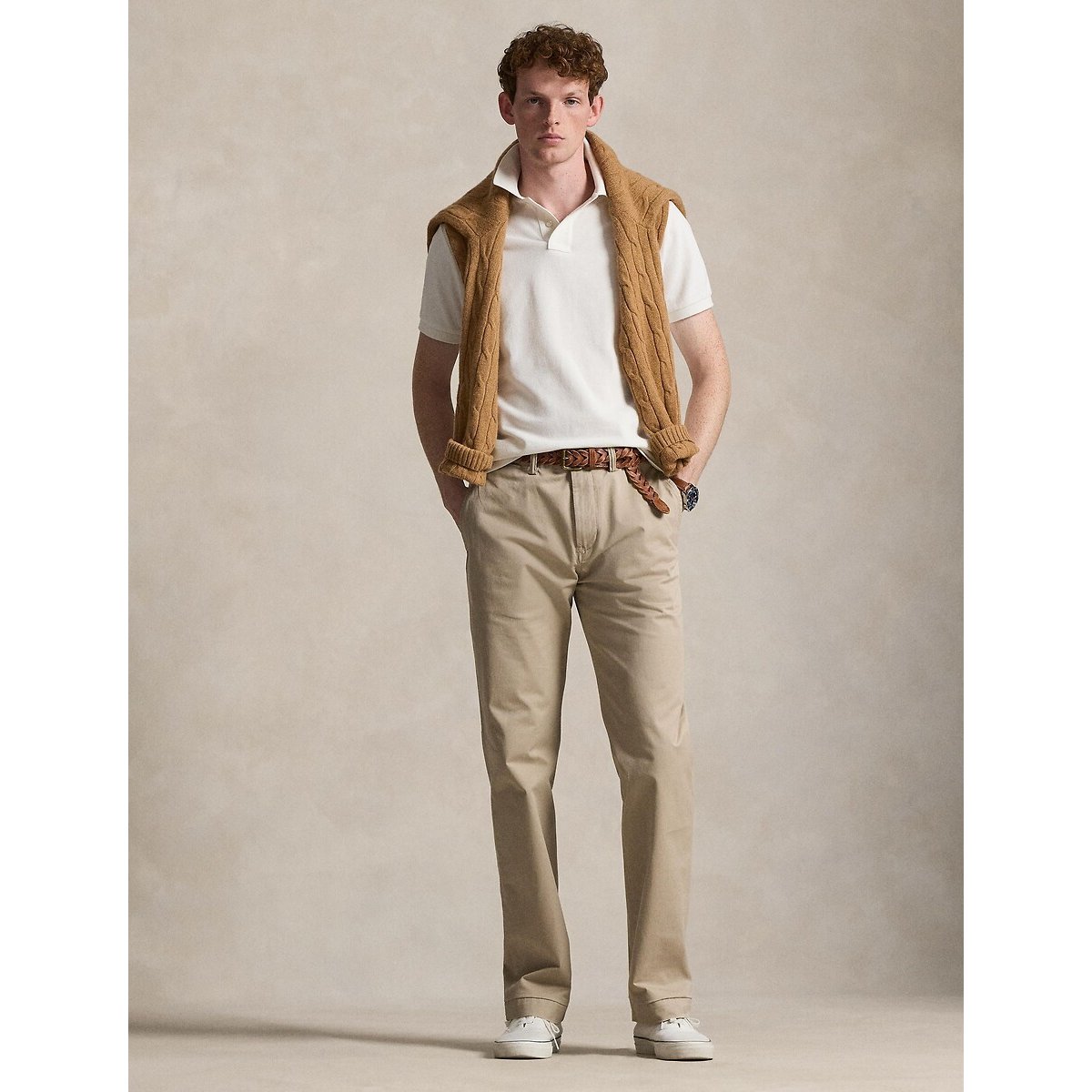 Polo iconique en coton piqué crème, POLO RALPH LAUREN