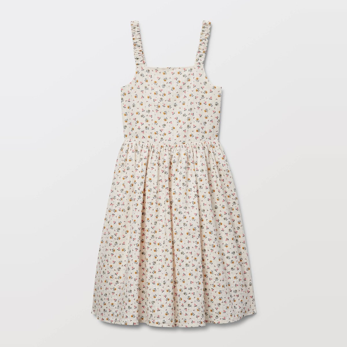 Robe à bretelle imprimée en coton amaretti, MONOPRIX
