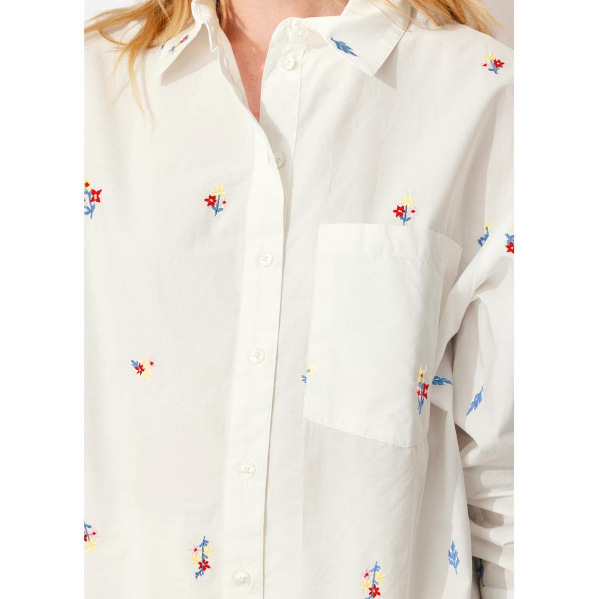 Chemise oversize brodée blanc, PROMOD