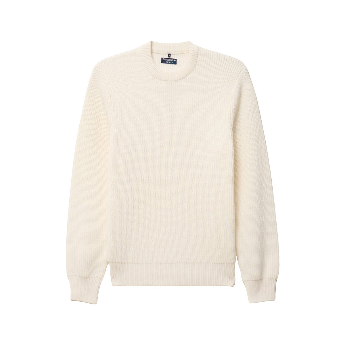 Pull fin manches longues col rond ecru, BONOBO