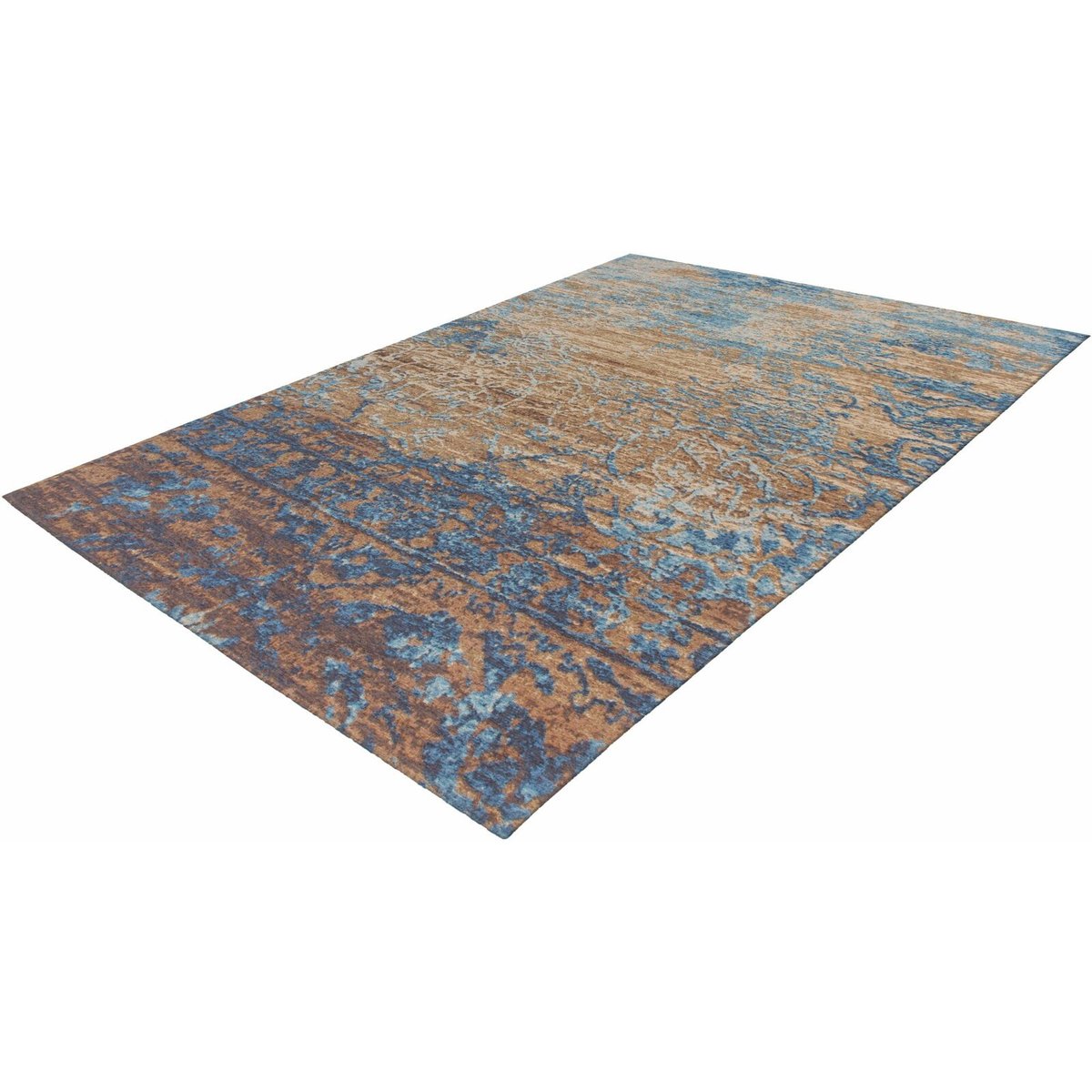 Tapis tissé à la main rectangulaire bleu, beige, ARTE ESPINA