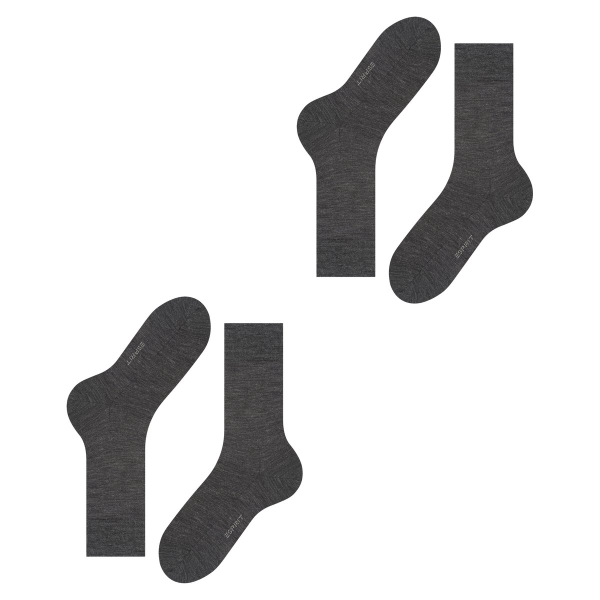 Chaussettes Basic Wool 2-Pack gris melange, ESPRIT