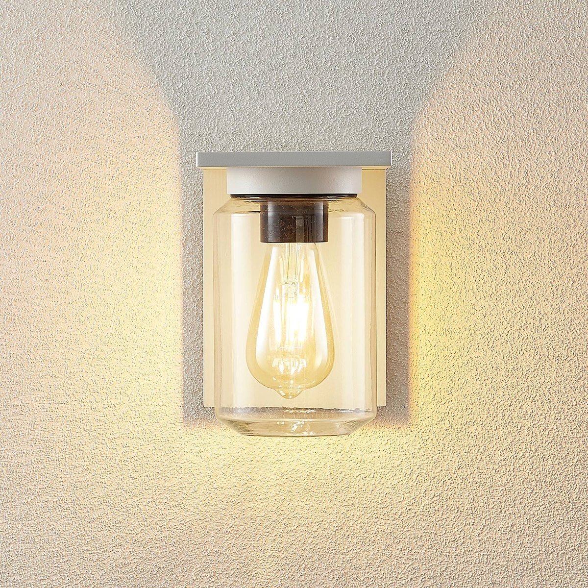 Applique extérieure en aluminium moderne blanc, transparent, LUCANDE