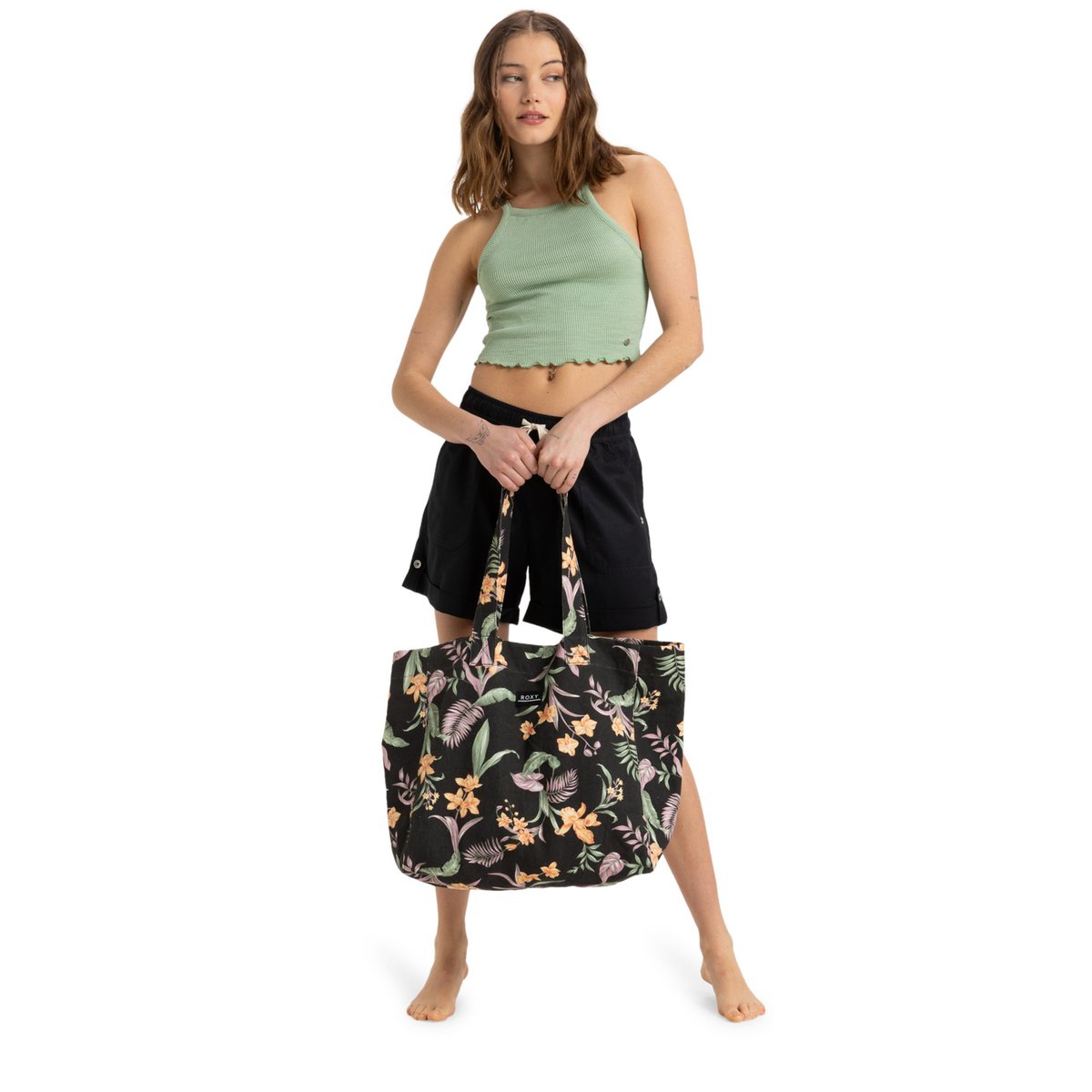 Grand sac tote ANTI BAD VIBES. noir anthracite island escape, ROXY