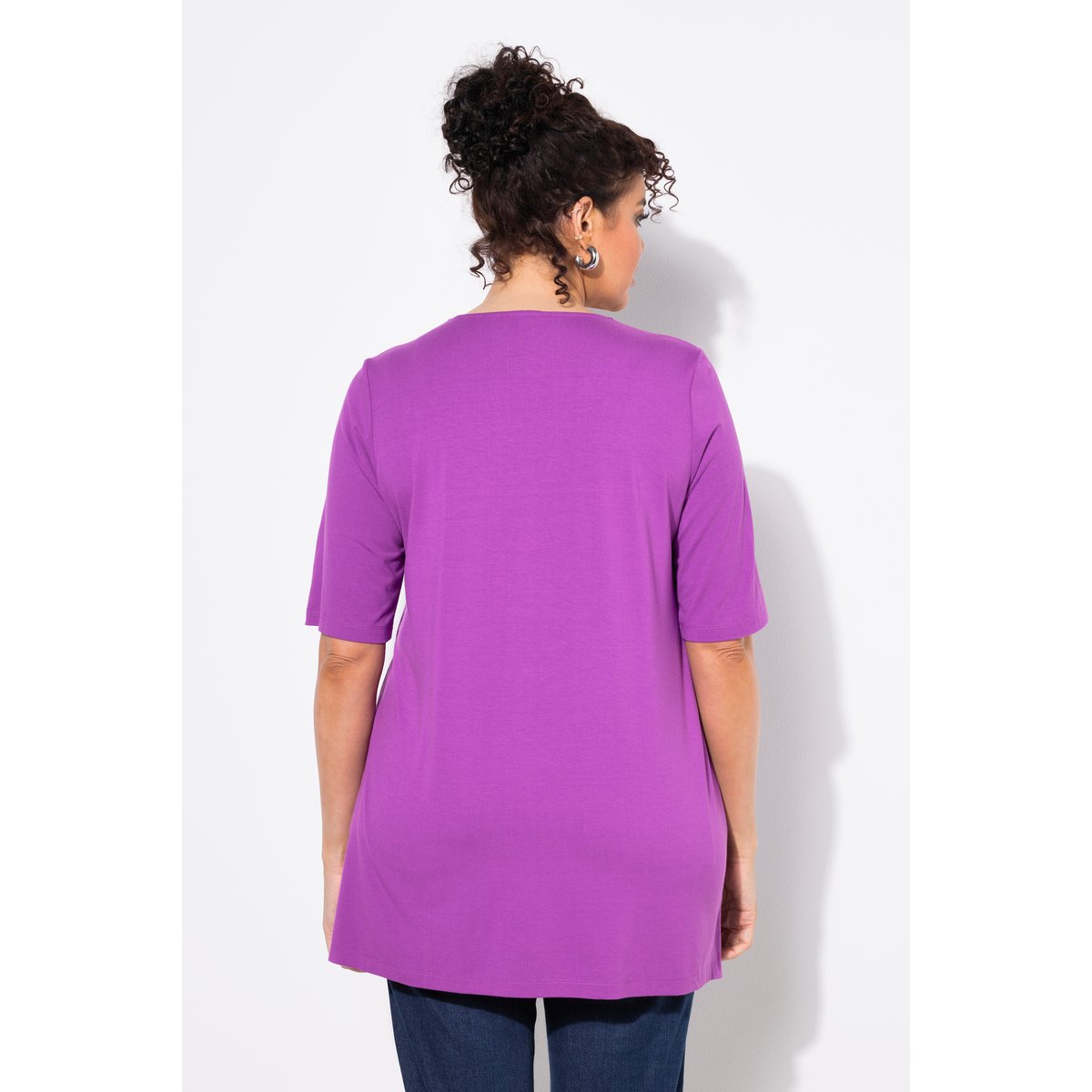 T-shirt tunique à manches courtes. Large violet, ULLA POPKEN