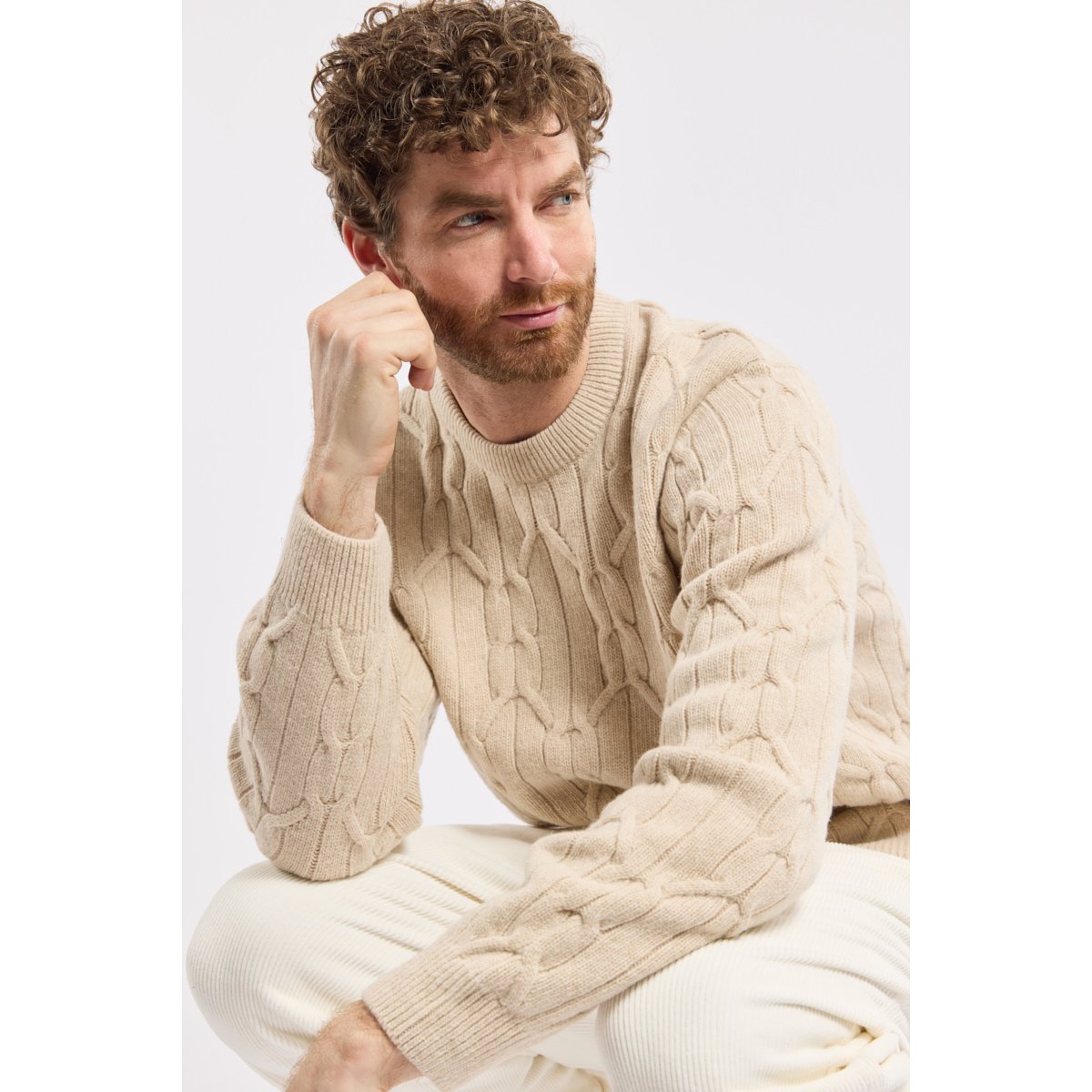 Pull irlandais Héritage en laine HERITAGE beige h25 chiné, ARMOR-LUX