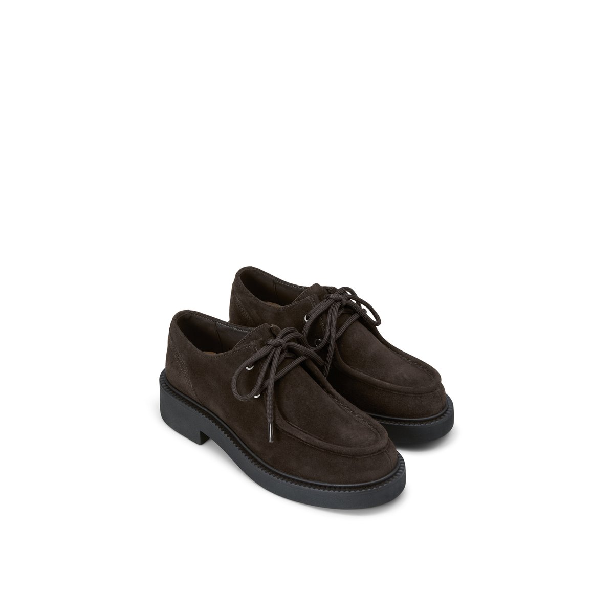Chaussures derby à lacets, modèle Perla en cuir velours souple marron, MARC O'POLO