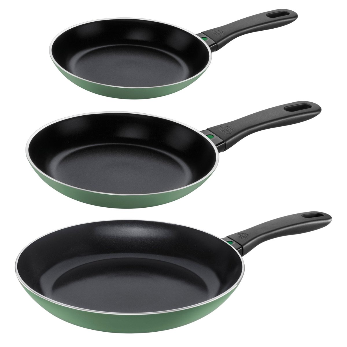 Set de poêles 20, 24, 28 cm Vert sauge Caprera couleur unique, BALLARINI