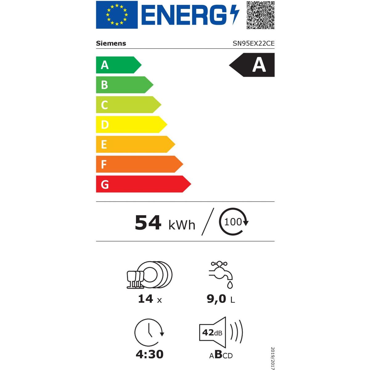 Lave vaisselle encastrable SN95EX22CE couleur unique, SIEMENS