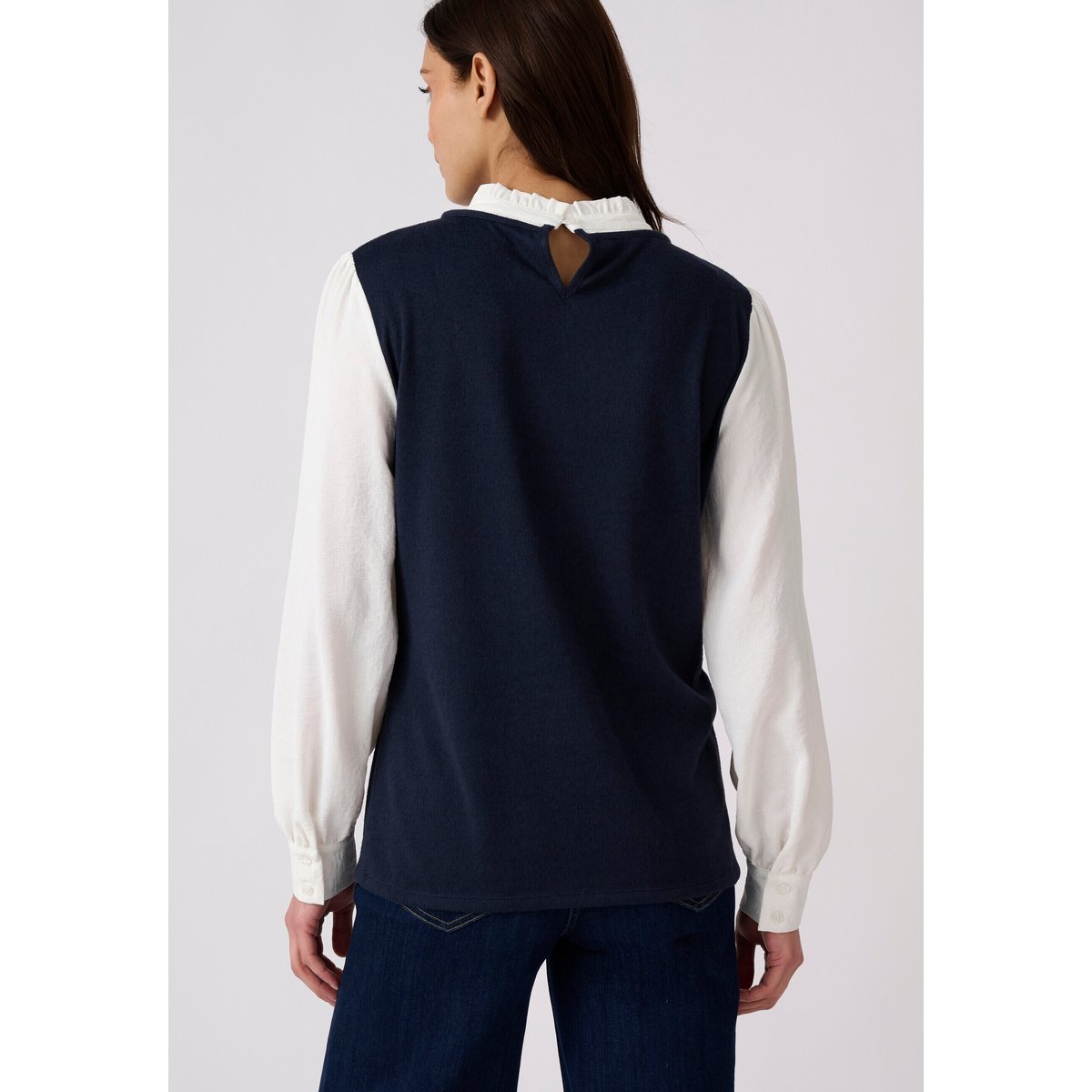 T-shirt effet 2 en 1 en maille chaude bleu marine, DAMART