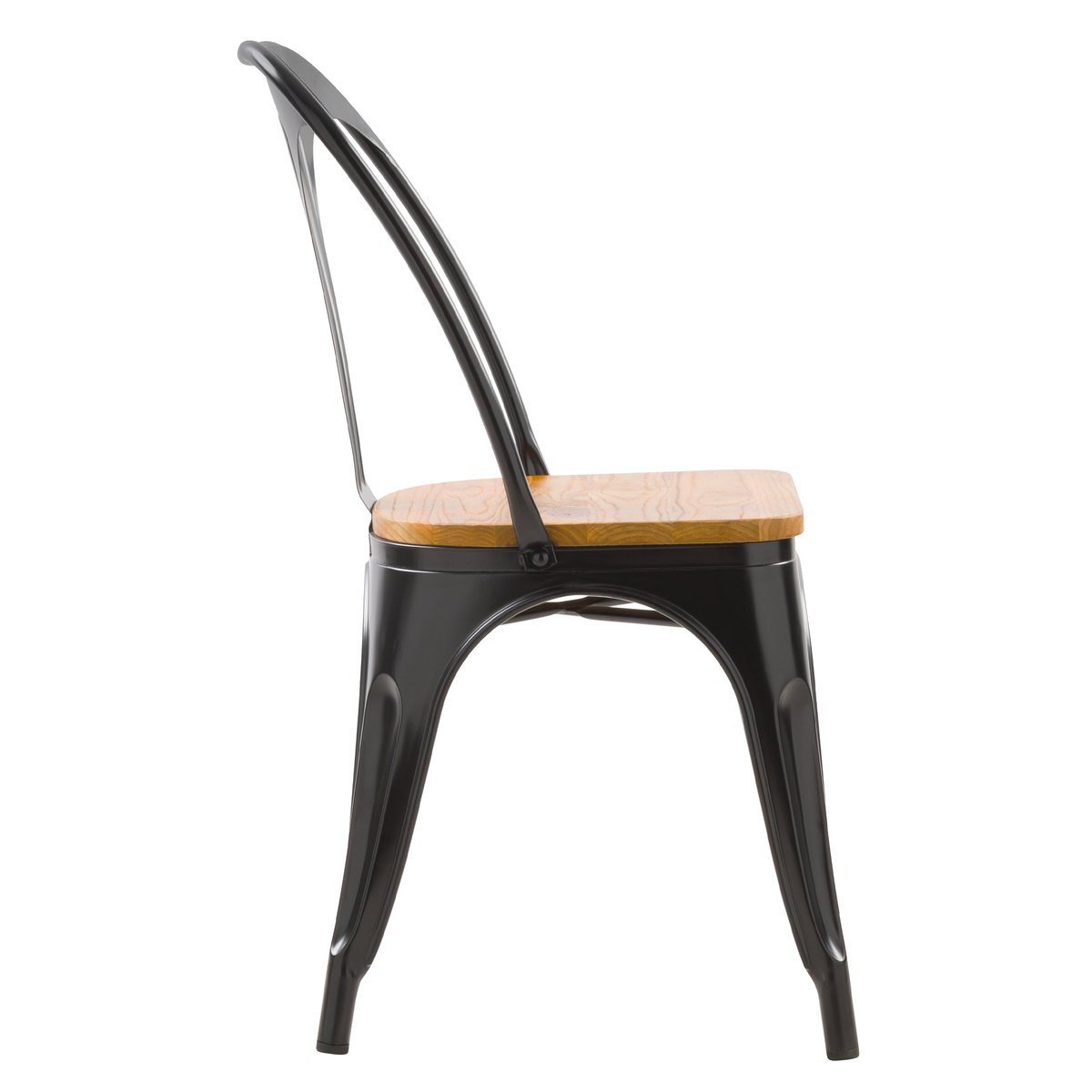 Lot de 2 chaises en métal d'orme - YOANNA noir et bois clair, MAISON PAVANE