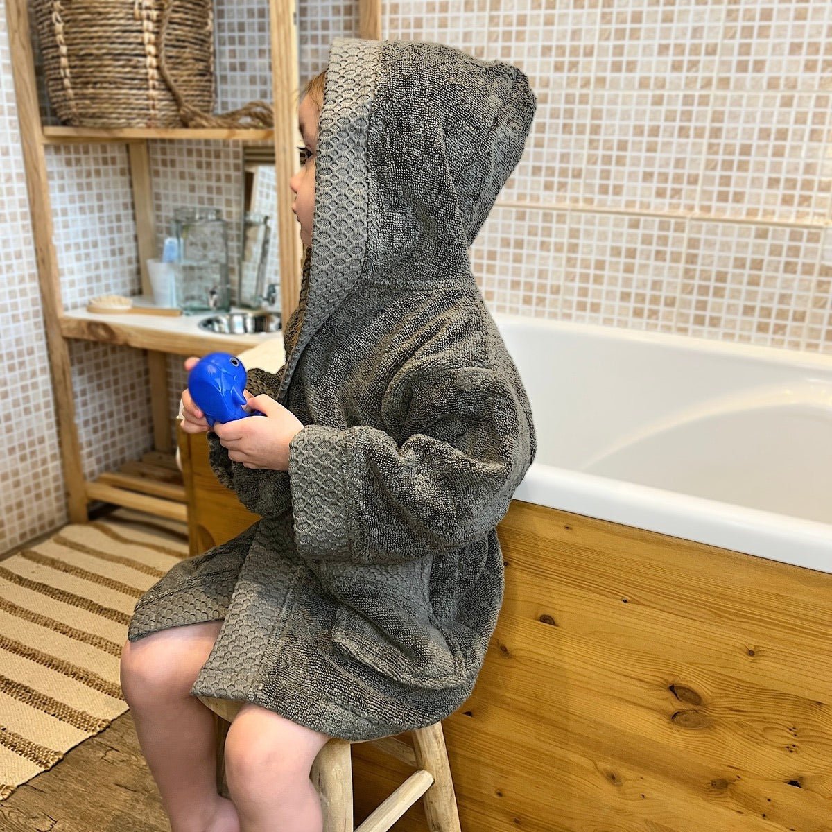 Peignoir Enfant en coton 400g/m² - ZERO TWIST ivoire, TRADITION DES VOSGES