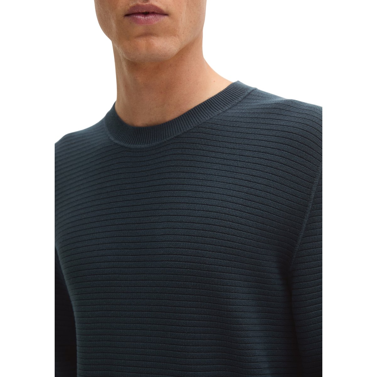 Pull coupe classique avec nervure transversale intelligente gris foncé, MARC O'POLO