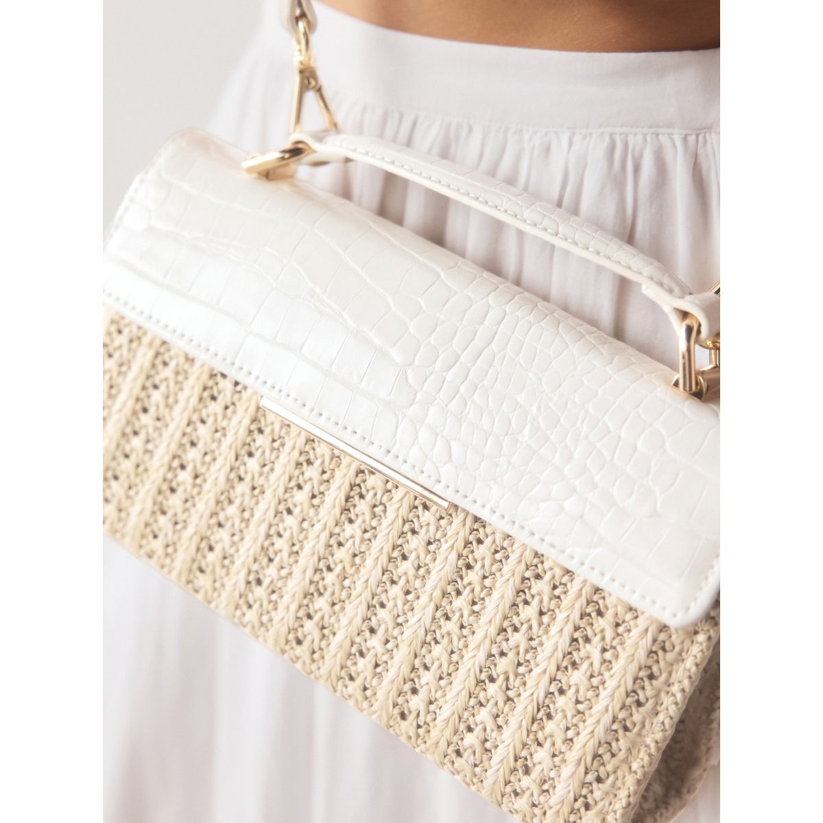 Sac à poignée supérieure effet raphia naturel, NEXT