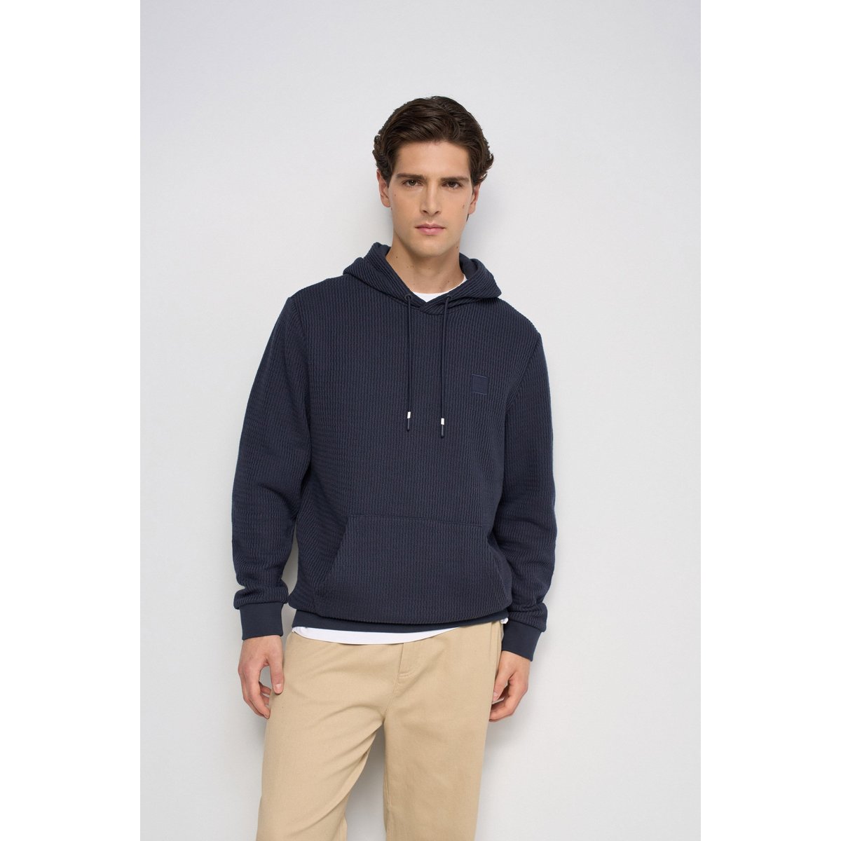 HOODIE EN MAILLE TEXTURÉE bleu foncé, SALSA JEANS