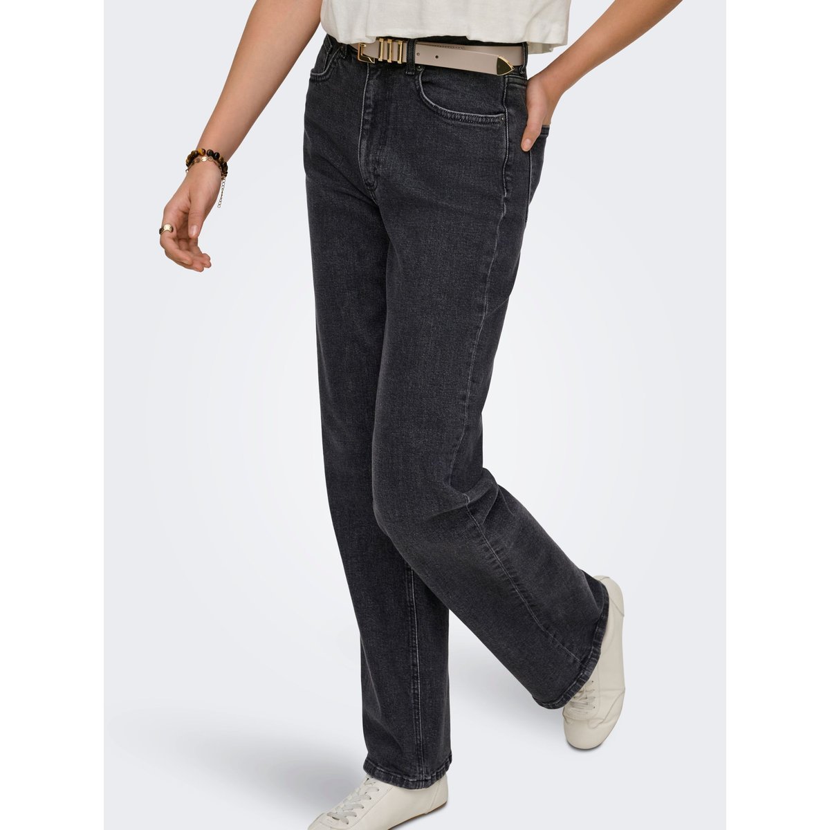 Jean À Jambe Large black denim, ONLY