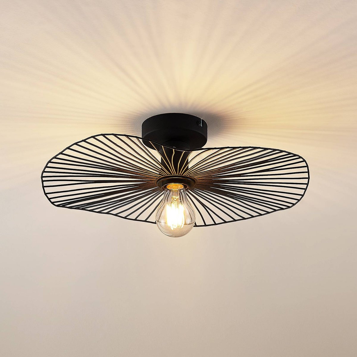Plafonnier en métal vintage, Ruota noir mat, LINDBY