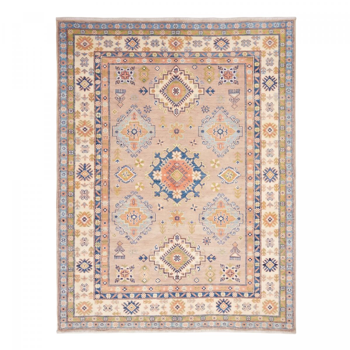Tapis d'orient au motif géométrique, noué à la main, KAZAK CO 53 beige, bleu, multicolore, UN AMOUR DE TAPIS