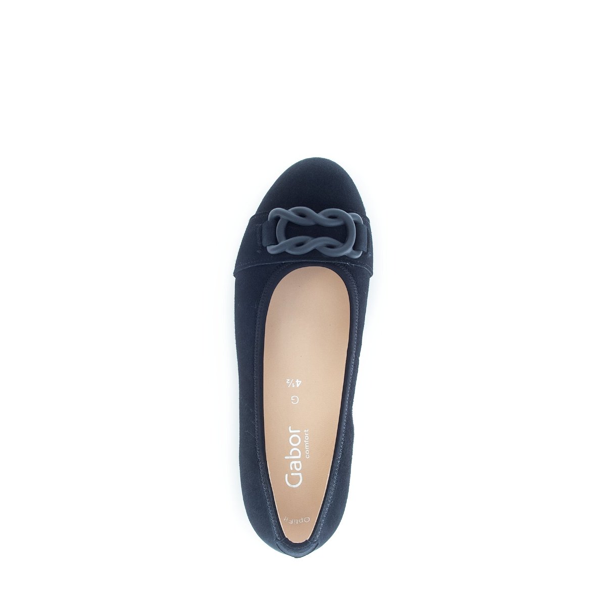 Ballerines en à talon décroché effet galvanisé bleu velours, GABOR