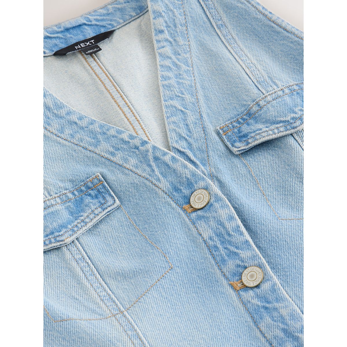 Robe midi en jean à boutons sans manches jean délavé, NEXT