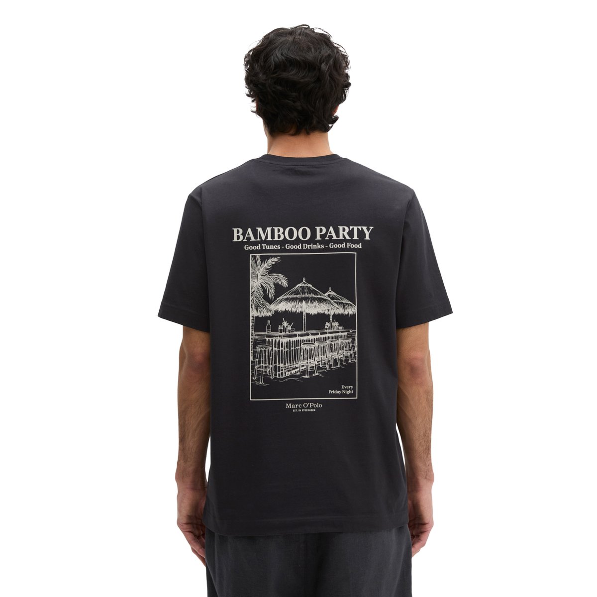 T-shirt regular avec un imprimé estival dans le dos noir, MARC O'POLO