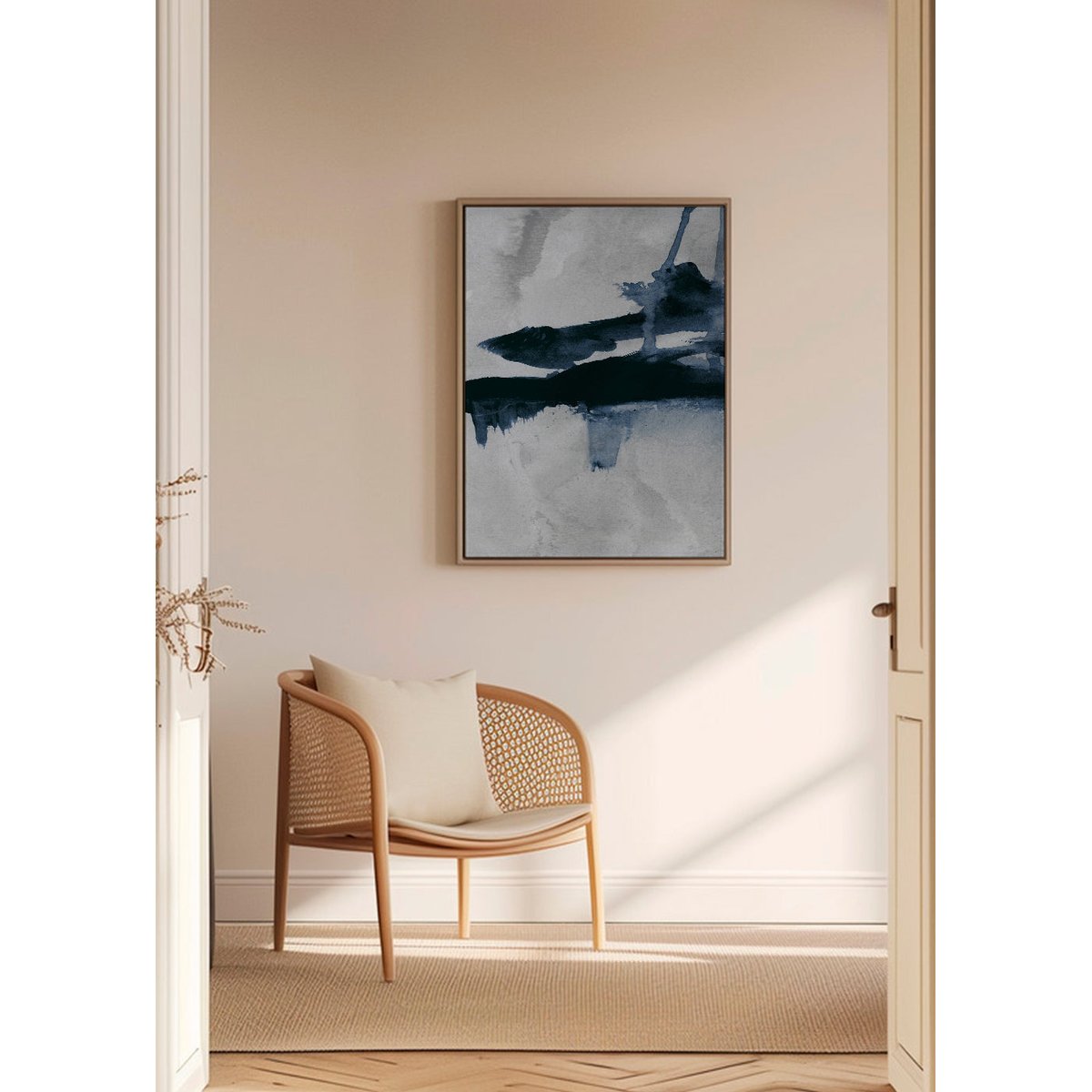 Toile avec cadre en bois, 50 x 70 cm bleu, AUTRE TON