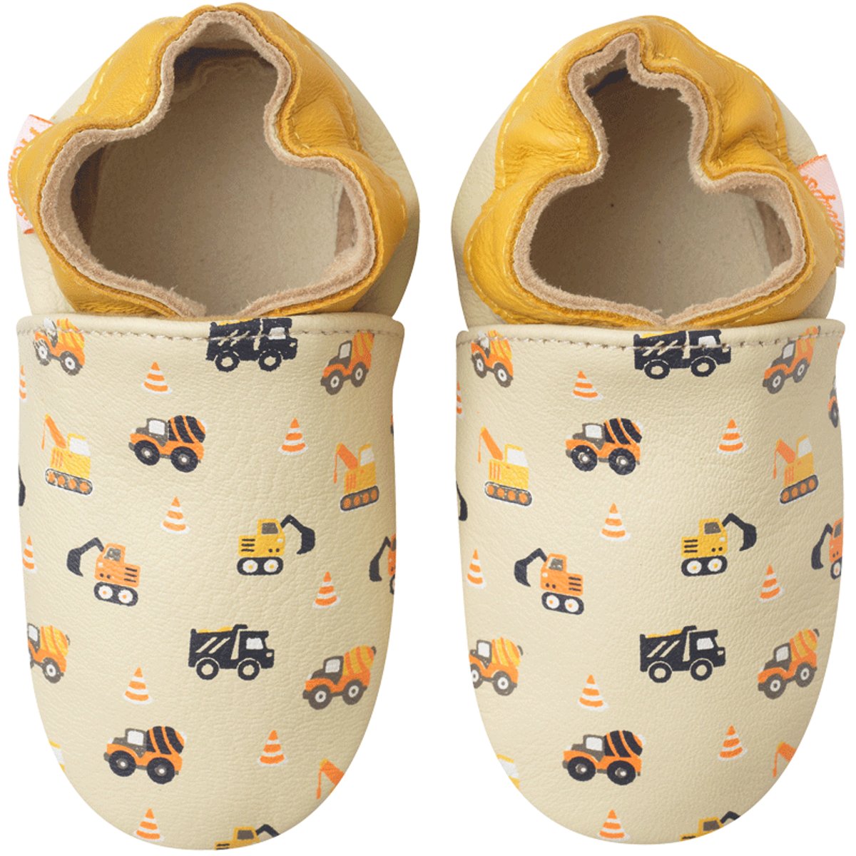 Chaussons bébé cuir souple Milo les travaux beige, TICHOUPS