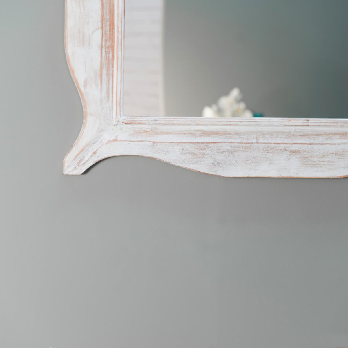 Miroir en bois patinée rectangle cérusé 70 x 100cm MODERNE blanc, WANDA COLLECTION