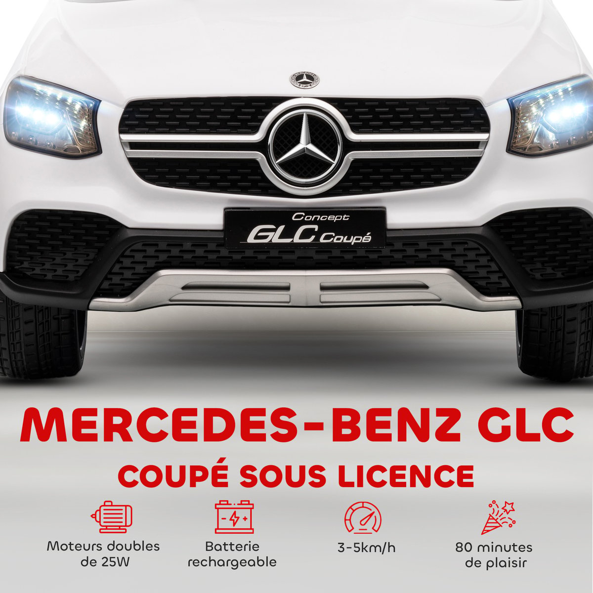 Voiture électrique à conducteur assis PP blanc, AIYAPLAY