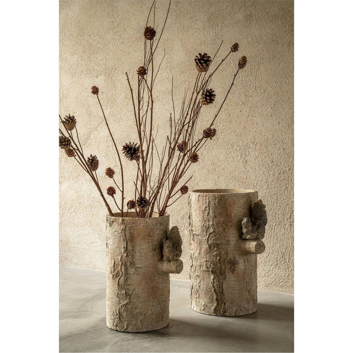Vase écureuil en ciment beige et marron, RECOLLECTION