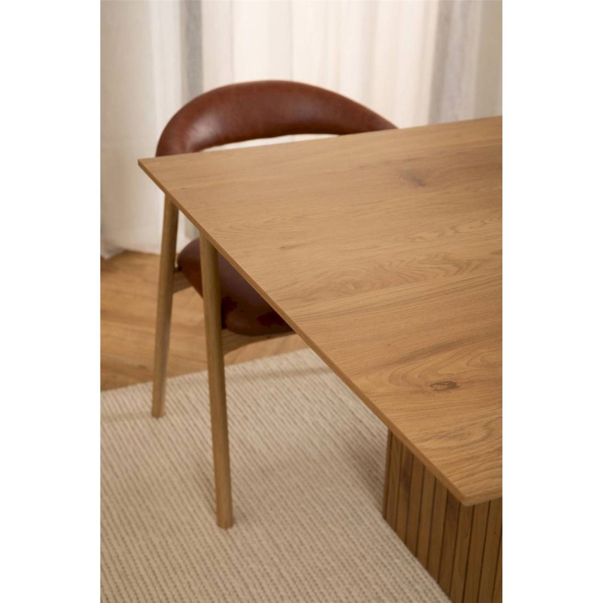 Table rectangulaire à base lamellée TELLINEO chêne naturel mat, RECOLLECTION