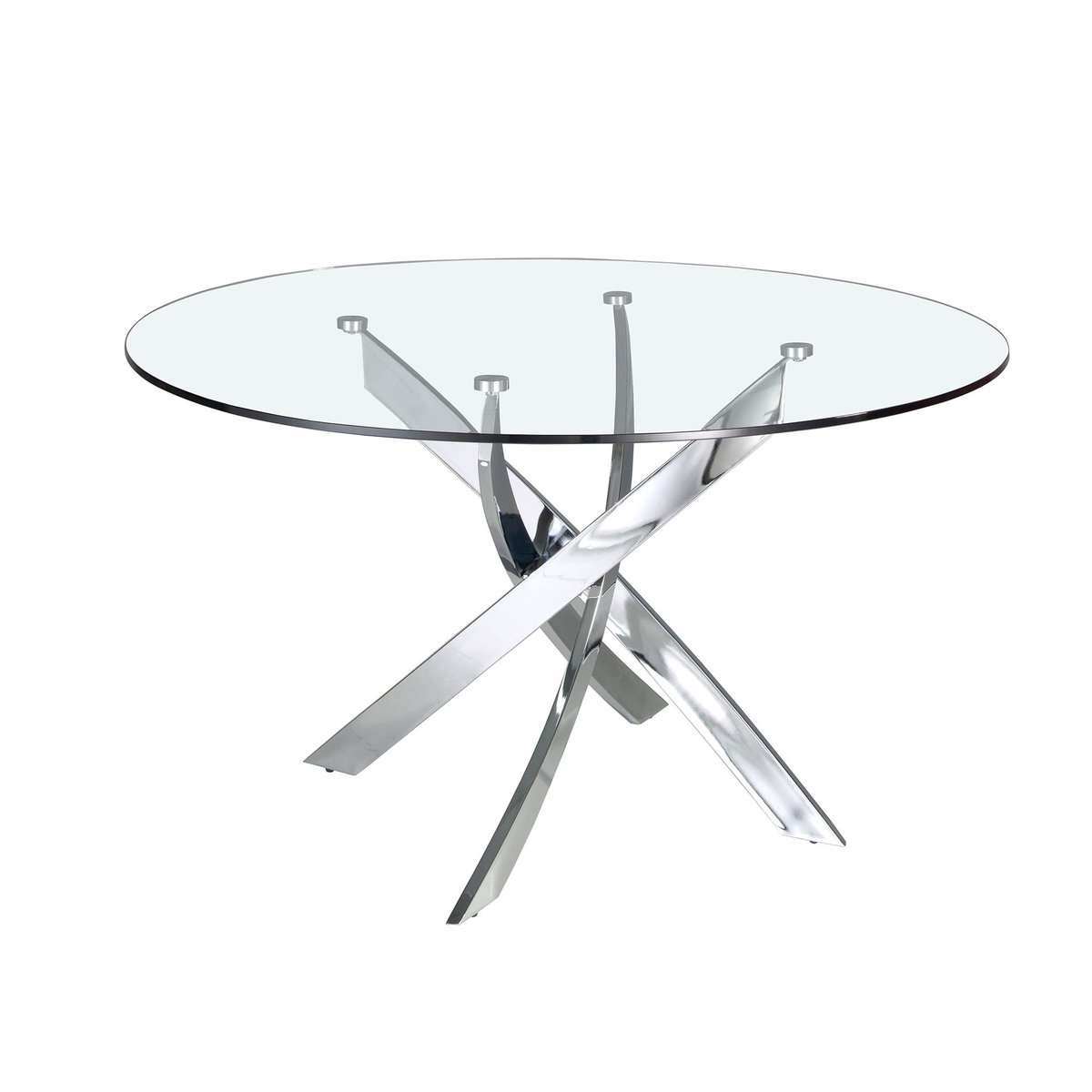 Table à manger ronde verre trempé et acier chromé verre trempé | acier chromé, ANGEL CERDA