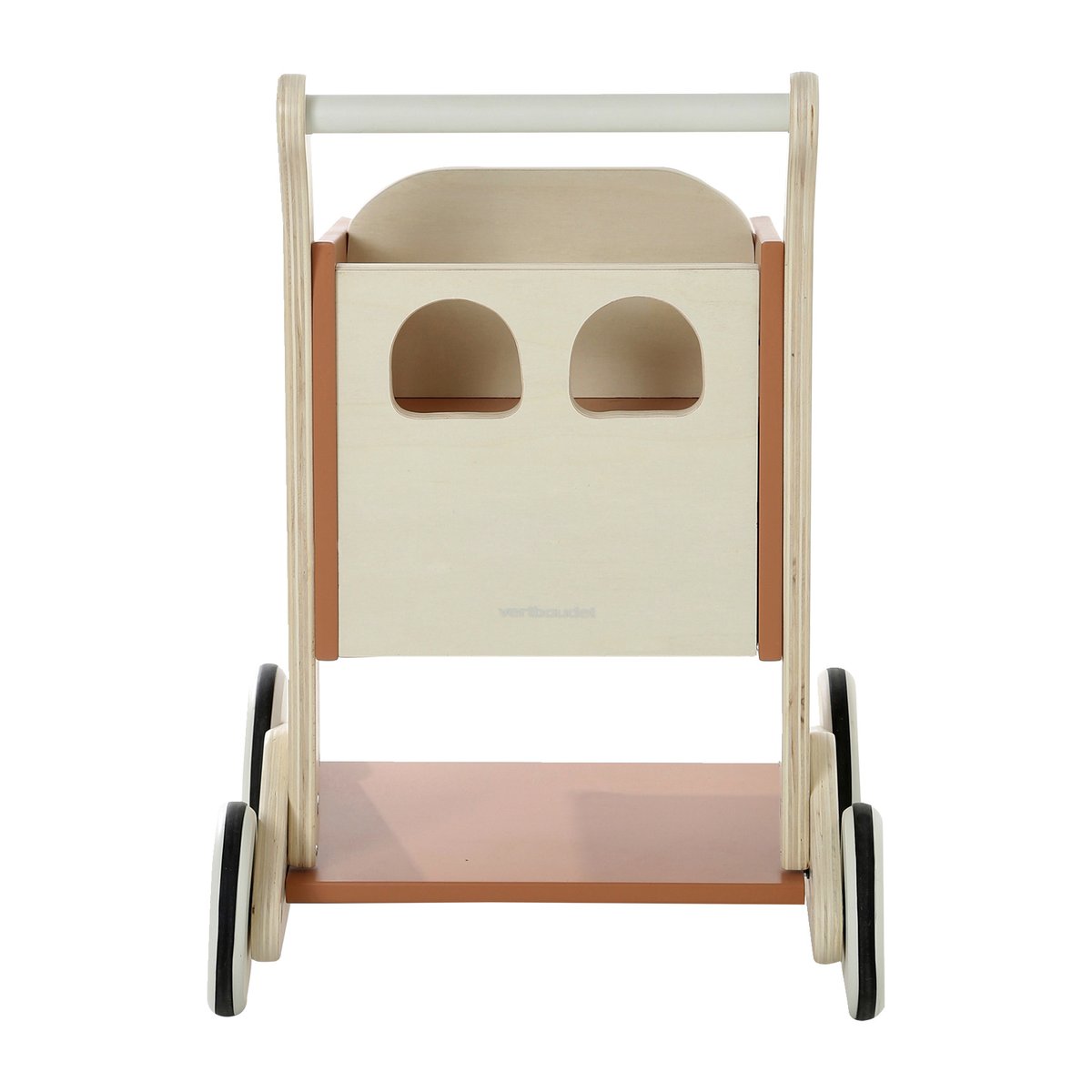 Chariot de course en bois caramel, VERTBAUDET
