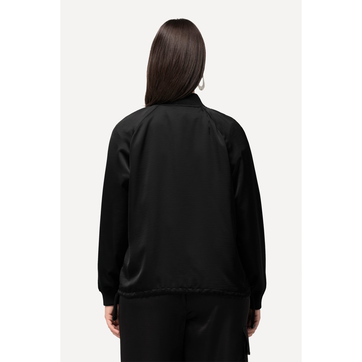 Blouson en satin, esprit Teddy américain noir, ULLA POPKEN