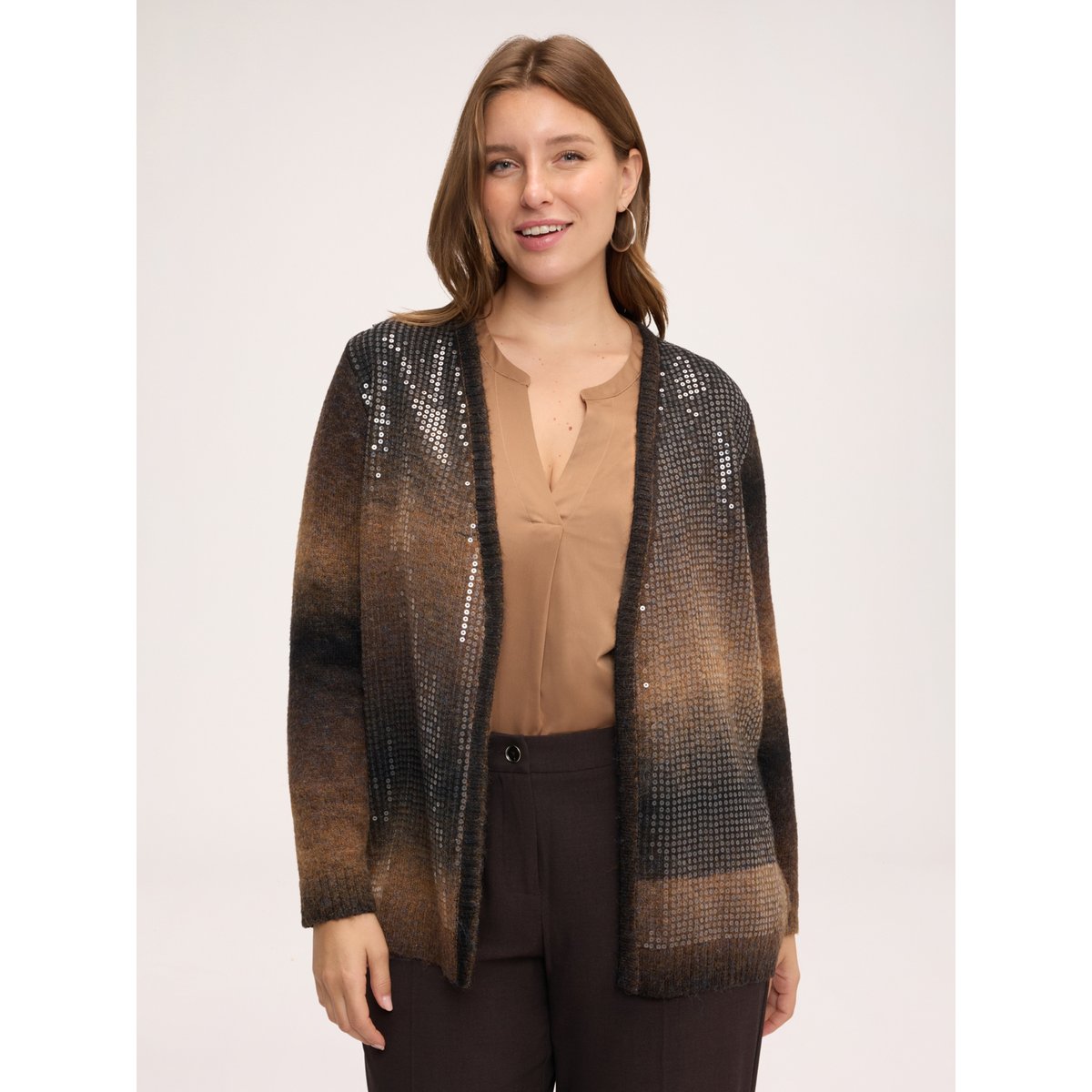 Cardigan à paillettes marron, FIORELLA RUBINO