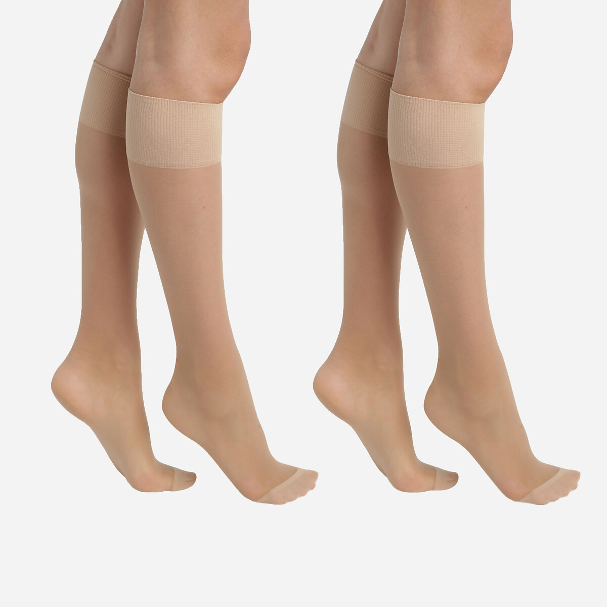 Lot de 2 paires de mi bas Ultra resist 20D beige éclat, DIM