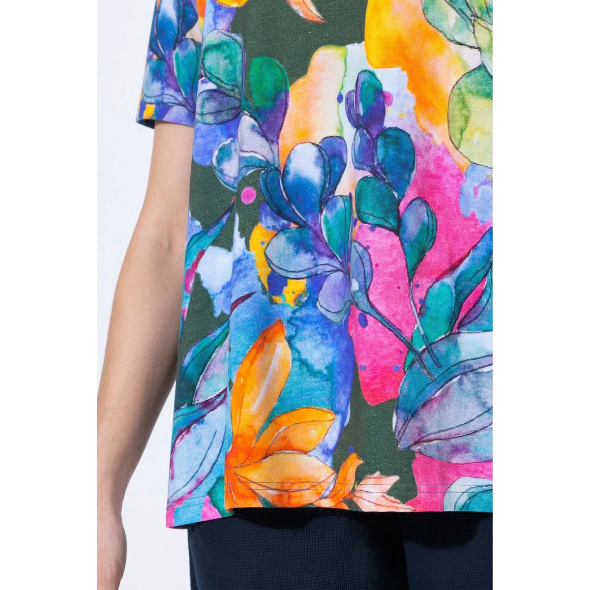 T-shirt en coton bio, motif artichauts kaki, ULLA POPKEN