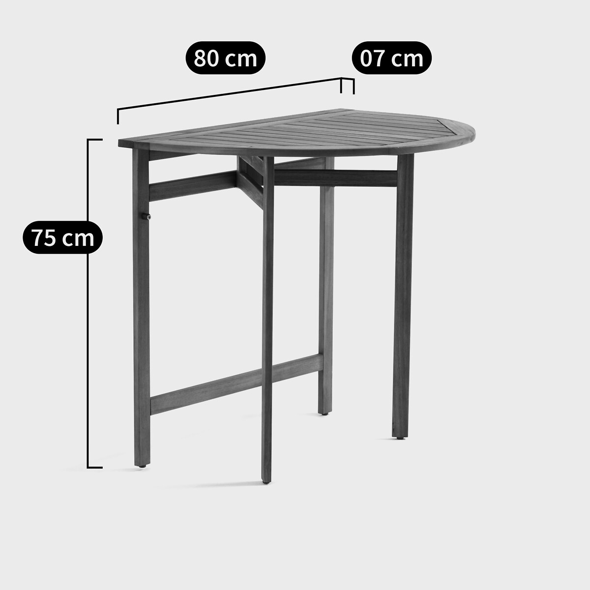 Set de balcon pliable, en acacia, 2 places, table demi-lune et 2 chaises, ALATA acacia, LA REDOUTE INTERIEURS