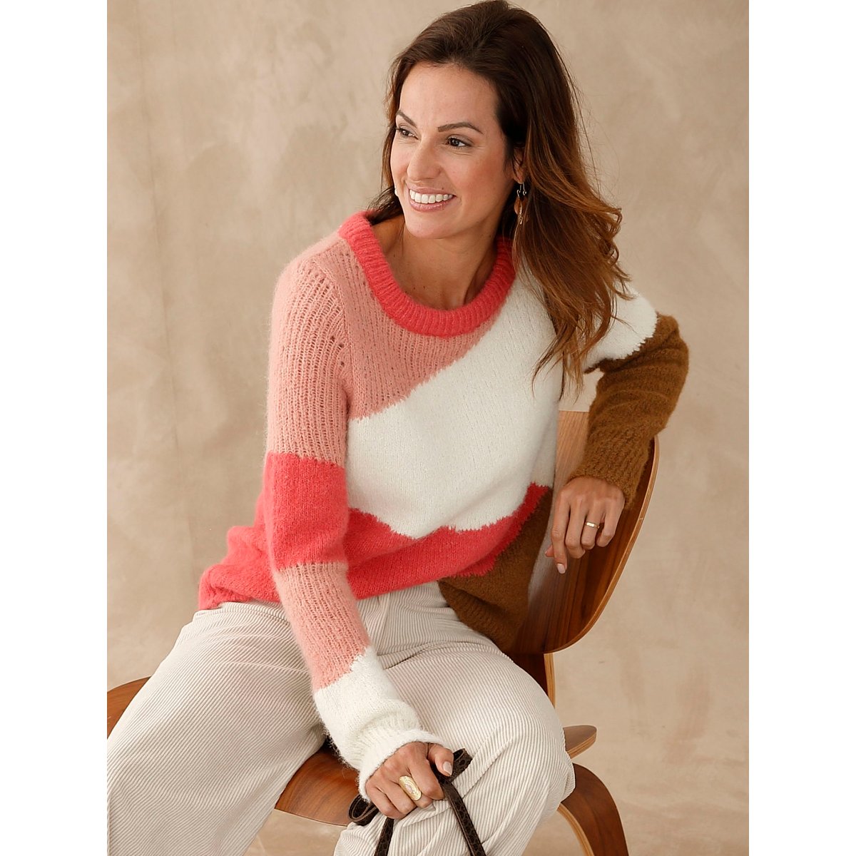 Pull intarsia col bateau multicolore, DAXON