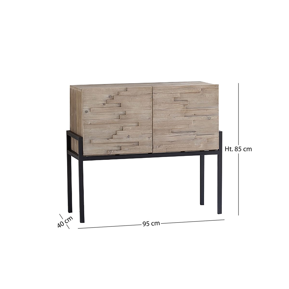 Buffet 2 portes en pin recyclé et pieds en métal beige, NOW'S HOME