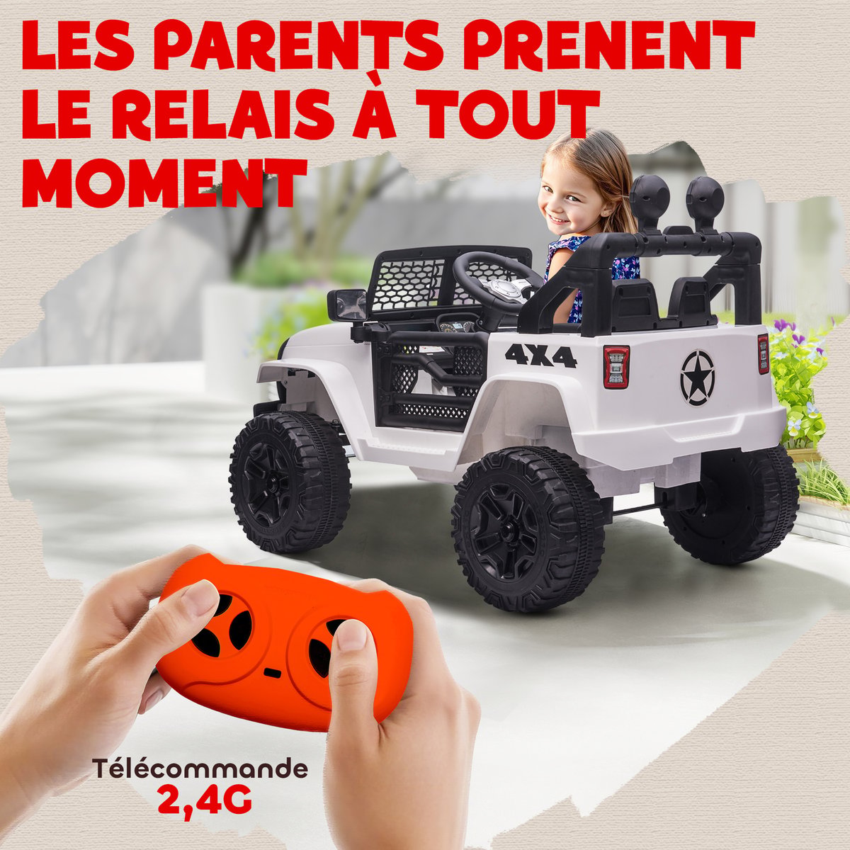 Camion tout-terrain jouet à chevaucher pour blanc, HOMCOM