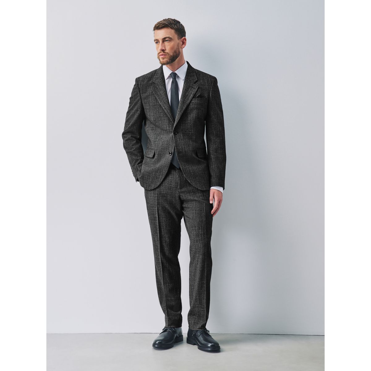 Pantalon de costume slim bouclé à carreaux gris anthracite, NEXT