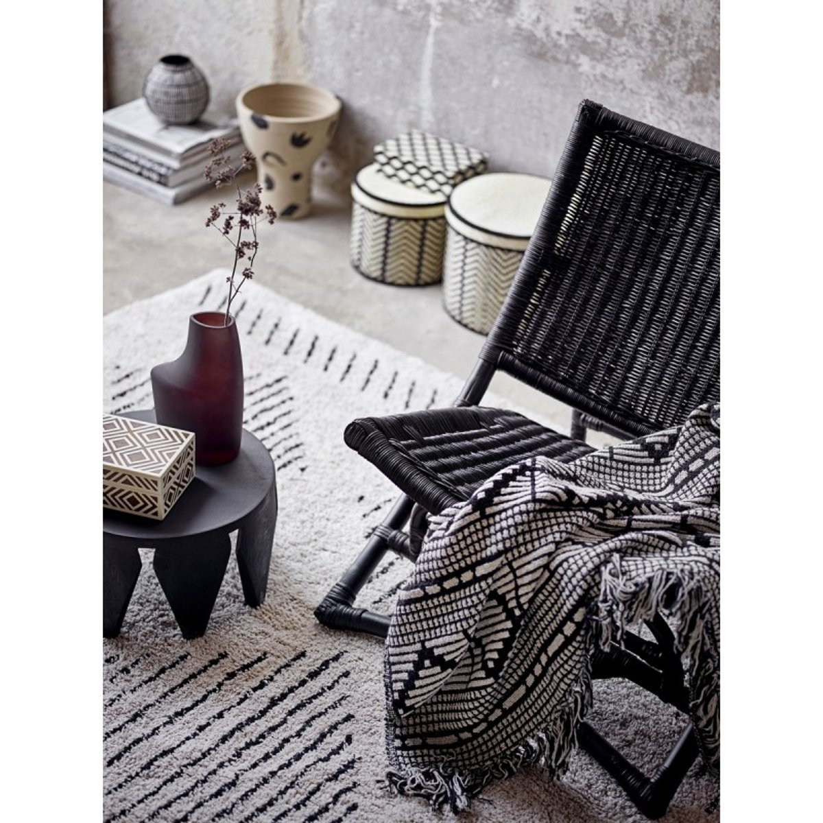 Plaid coton recyclé motif losanges  Gutte noir, BLOOMINGVILLE