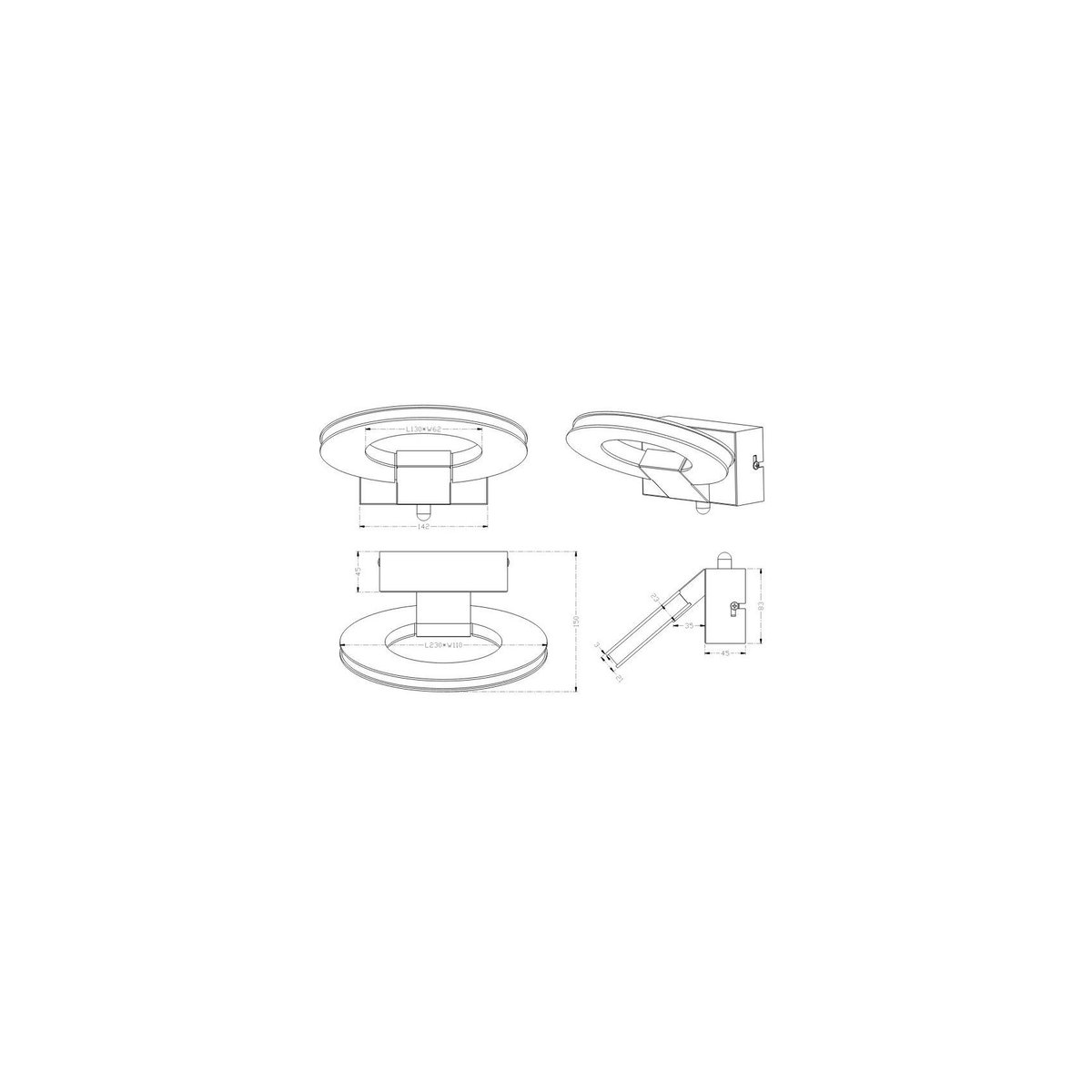 Applique en métal design, OVAL chrome, TRIO