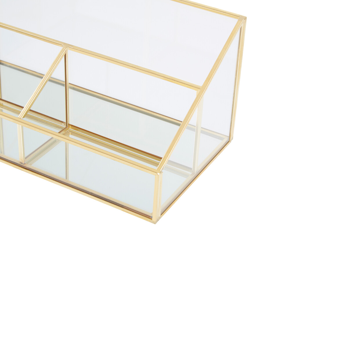 3 Compartment Cosmetics Organiser gold-coloured, SO'HOME