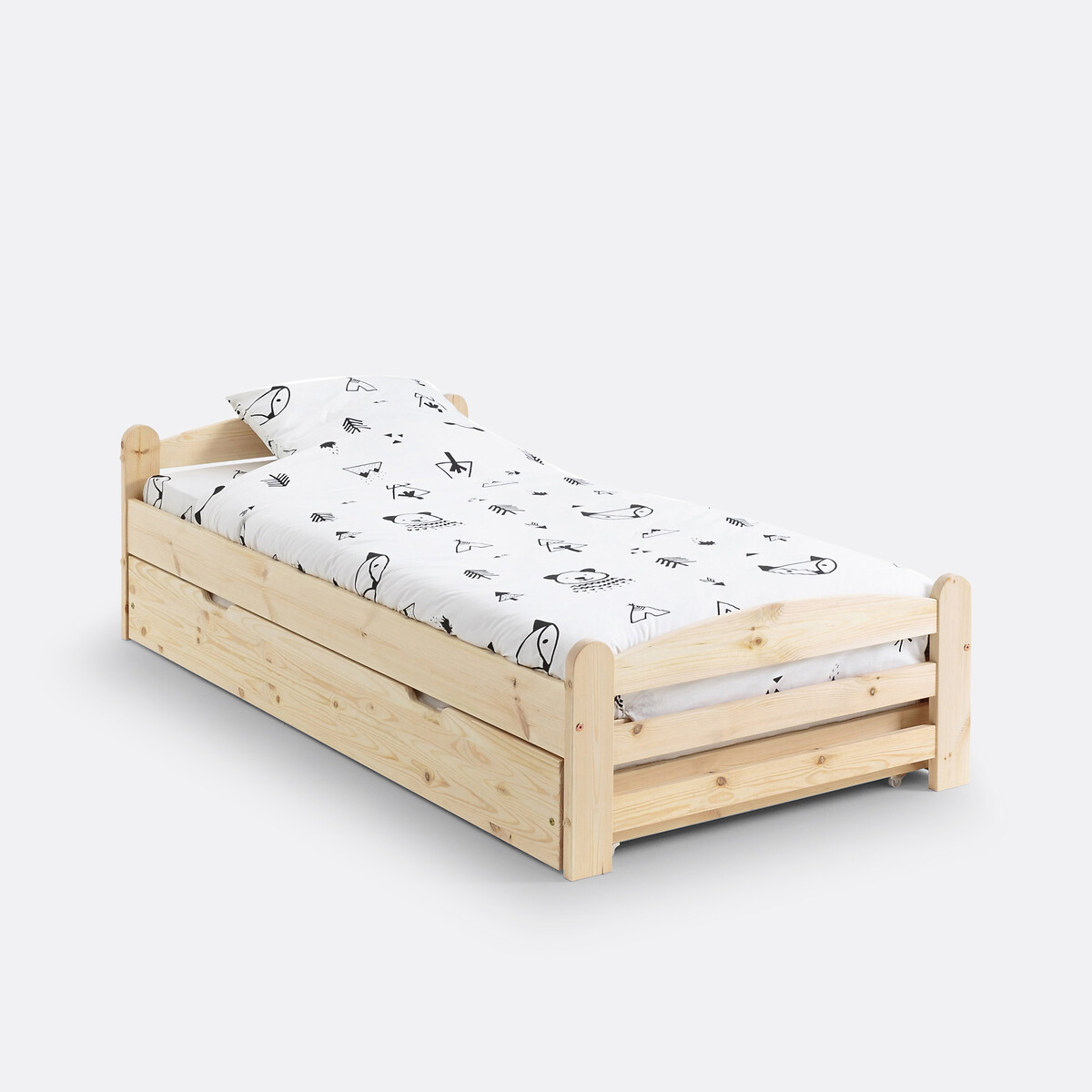 Lit en pin massif avec sommier, Loan bois clair brut, LA REDOUTE INTERIEURS